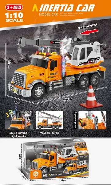 HKM-665171 Inertia Fire Rescue Truck Toy with Lights and Music for Kids, 1:10 Scale Friction Vehicle, Ages 2 and Up