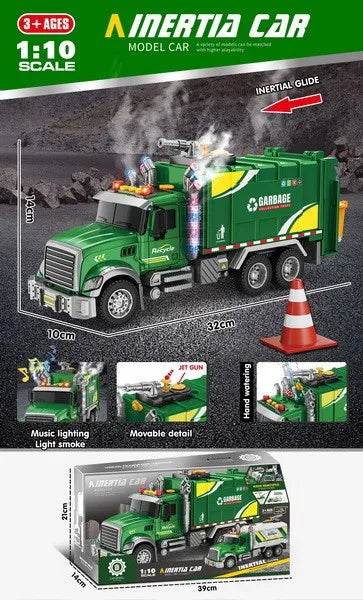 HKM-665171 Inertia Fire Rescue Truck Toy with Lights and Music for Kids, 1:10 Scale Friction Vehicle, Ages 2 and Up