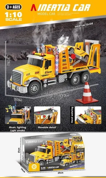 HKM-665171 Inertia Fire Rescue Truck Toy with Lights and Music for Kids, 1:10 Scale Friction Vehicle, Ages 2 and Up