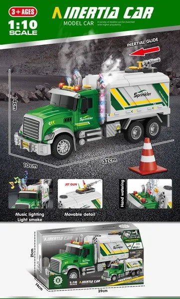 HKM-665171 Inertia Fire Rescue Truck Toy with Lights and Music for Kids, 1:10 Scale Friction Vehicle, Ages 2 and Up