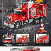 HKM-665171 Inertia Fire Rescue Truck Toy with Lights and Music for Kids, 1:10 Scale Friction Vehicle, Ages 2 and Up