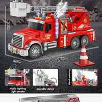 HKM-665171 Inertia Fire Rescue Truck Toy with Lights and Music for Kids, 1:10 Scale Friction Vehicle, Ages 2 and Up
