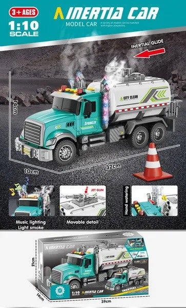 HKM-665171 Inertia Fire Rescue Truck Toy with Lights and Music for Kids, 1:10 Scale Friction Vehicle, Ages 2 and Up