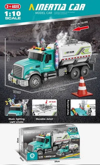 HKM-665171 Inertia Fire Rescue Truck Toy with Lights and Music for Kids, 1:10 Scale Friction Vehicle, Ages 2 and Up