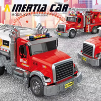HKM-665171 Inertia Fire Rescue Truck Toy with Lights and Music for Kids, 1:10 Scale Friction Vehicle, Ages 2 and Up