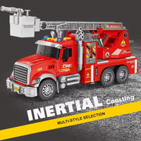 HKM-665171 Inertia Fire Rescue Truck Toy with Lights and Music for Kids, 1:10 Scale Friction Vehicle, Ages 2 and Up