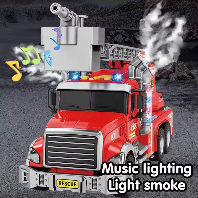 HKM-665171 Inertia Fire Rescue Truck Toy with Lights and Music for Kids, 1:10 Scale Friction Vehicle, Ages 2 and Up
