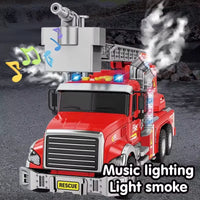HKM-665171 Inertia Fire Rescue Truck Toy with Lights and Music for Kids, 1:10 Scale Friction Vehicle, Ages 2 and Up