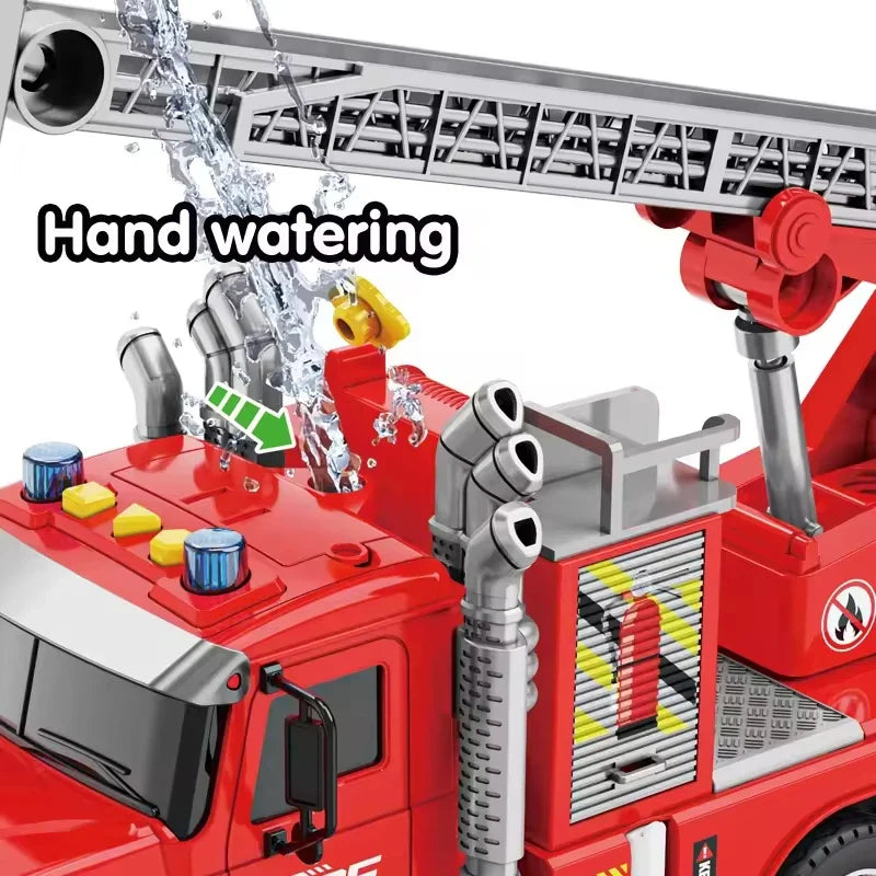 HKM-665171 Inertia Fire Rescue Truck Toy with Lights and Music for Kids, 1:10 Scale Friction Vehicle, Ages 2 and Up