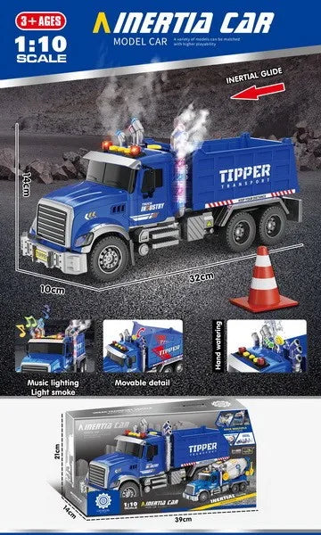HKM-665171 Inertia Fire Rescue Truck Toy with Lights and Music for Kids, 1:10 Scale Friction Vehicle, Ages 2 and Up