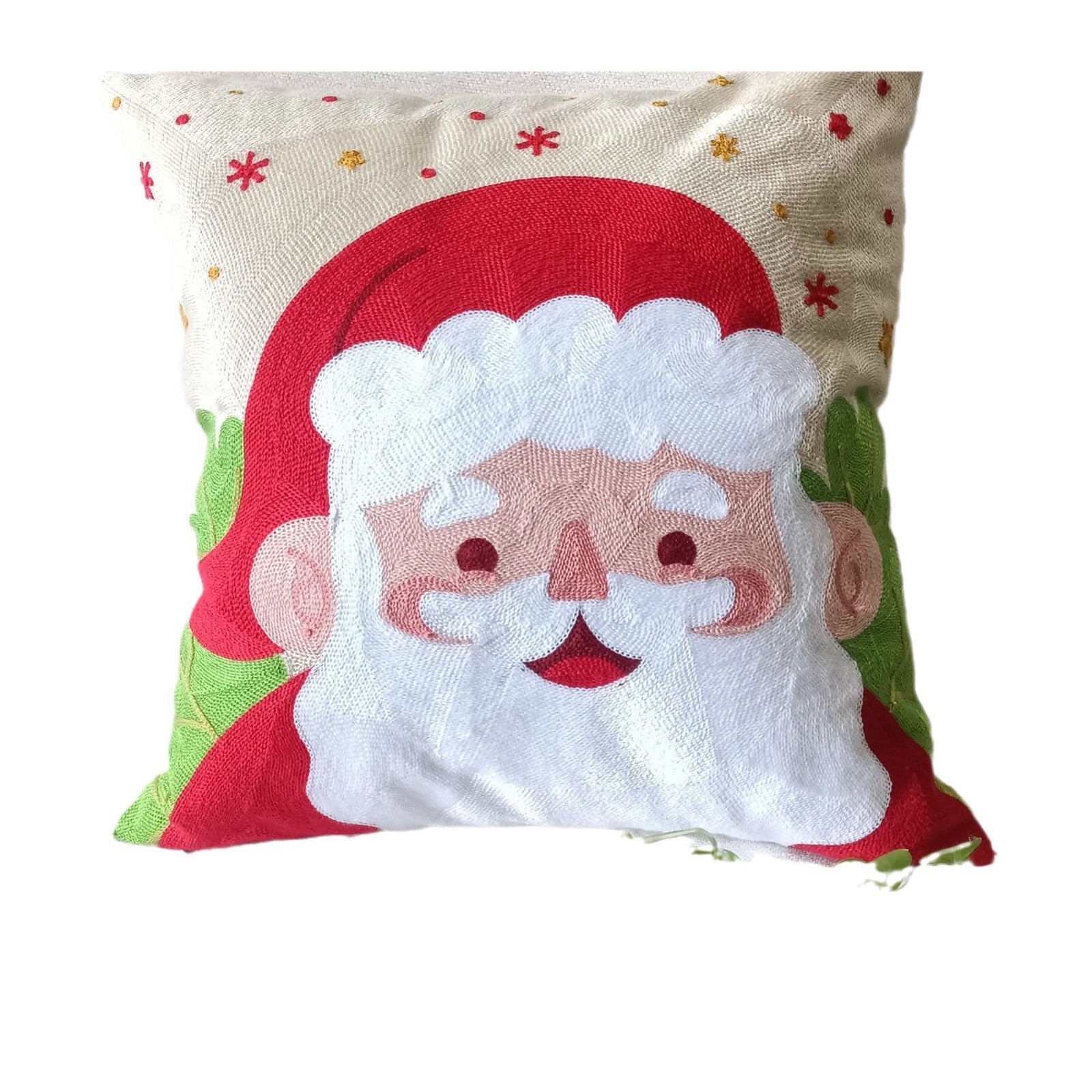 HKM-665171 Santa Claus Cartoon Embroidery Pillow Cover - 45x45cm, Soft PP Cotton, Holiday Decoration