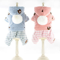 HKM-665235 Cozy Plush Dog Clothes for All Seasons - Casual Style in Pink and Blue, Sizes XS to XL