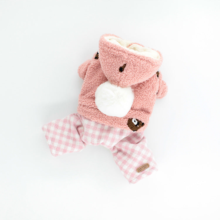 HKM-665235 Cozy Plush Dog Clothes for All Seasons - Casual Style in Pink and Blue, Sizes XS to XL