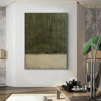 HKM-665299 Hand-Painted Abstract Green Textured Oil Painting on Canvas for Living Room Decor