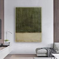 HKM-665299 Hand-Painted Abstract Green Textured Oil Painting on Canvas for Living Room Decor