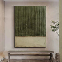 HKM-665299 Hand-Painted Abstract Green Textured Oil Painting on Canvas for Living Room Decor