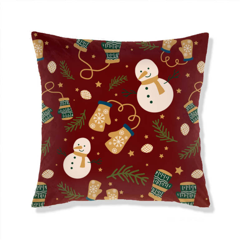 HKM-665363 Christmas-Themed Plush Pillow Cushion Cover in Festive Print