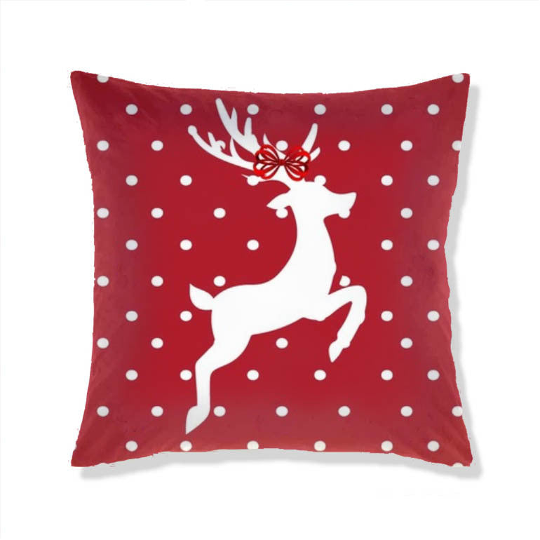 HKM-665363 Christmas-Themed Plush Pillow Cushion Cover in Festive Print