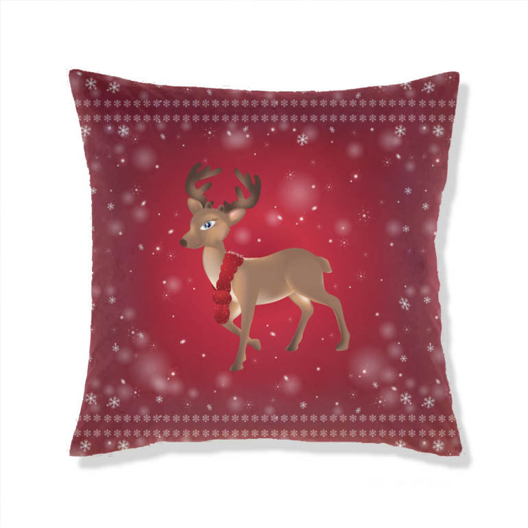 HKM-665363 Christmas-Themed Plush Pillow Cushion Cover in Festive Print