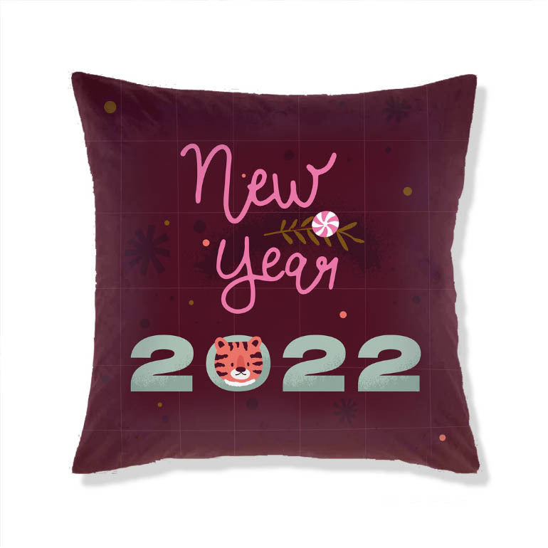 HKM-665363 Christmas-Themed Plush Pillow Cushion Cover in Festive Print