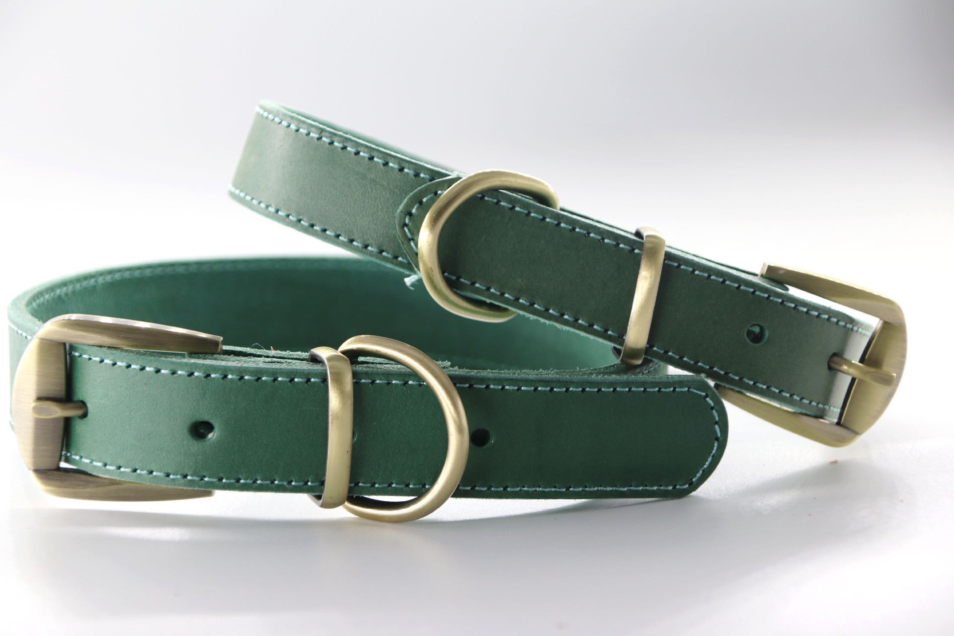 HKM-665363 Green One-layer Leather Dog Collar - Adjustable, Durable Design