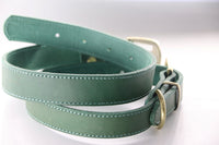HKM-665363 Green One-layer Leather Dog Collar - Adjustable, Durable Design