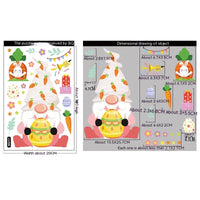 HKM-665491 Cute Cartoon Easter Bunny Stickers Set - PVC Material, 6 Models (BQ113-BQ118), 20x30cm