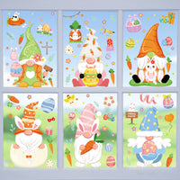 HKM-665491 Cute Cartoon Easter Bunny Stickers Set - PVC Material, 6 Models (BQ113-BQ118), 20x30cm