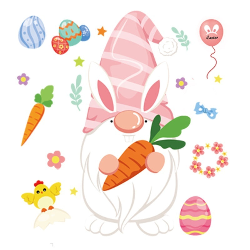HKM-665491 Cute Cartoon Easter Bunny Stickers Set - PVC Material, 6 Models (BQ113-BQ118), 20x30cm