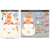 HKM-665491 Cute Cartoon Easter Bunny Stickers Set - PVC Material, 6 Models (BQ113-BQ118), 20x30cm