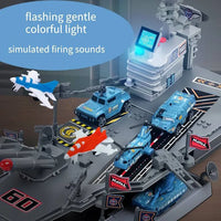HKM-665619 Multifunctional Storage Aircraft Carrier Diecast Vehicle Set with DIY Assembly for Kids, Ages 3+