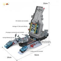 HKM-665619 Multifunctional Storage Aircraft Carrier Diecast Vehicle Set with DIY Assembly for Kids, Ages 3+