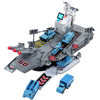 HKM-665619 Multifunctional Storage Aircraft Carrier Diecast Vehicle Set with DIY Assembly for Kids, Ages 3+