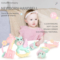 HKM-665939 Newborn Musical Handbell Rattle Toy Set – Soft Plastic Giraffe & Pegasus for Babies
