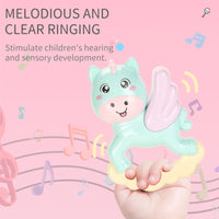 HKM-665939 Newborn Musical Handbell Rattle Toy Set – Soft Plastic Giraffe & Pegasus for Babies