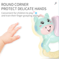 HKM-665939 Newborn Musical Handbell Rattle Toy Set – Soft Plastic Giraffe & Pegasus for Babies