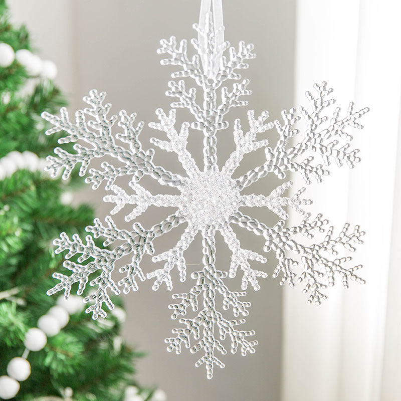 HKM-666131 Acrylic Transparent Snowflake Ornaments for Christmas Tree and Home Decor, Set of Three Sizes
