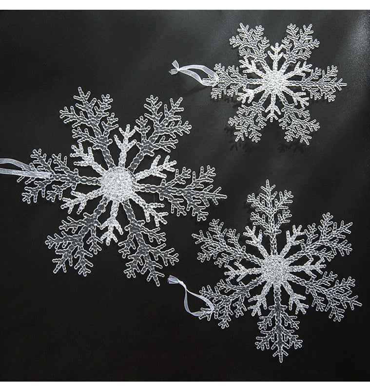 HKM-666131 Acrylic Transparent Snowflake Ornaments for Christmas Tree and Home Decor, Set of Three Sizes
