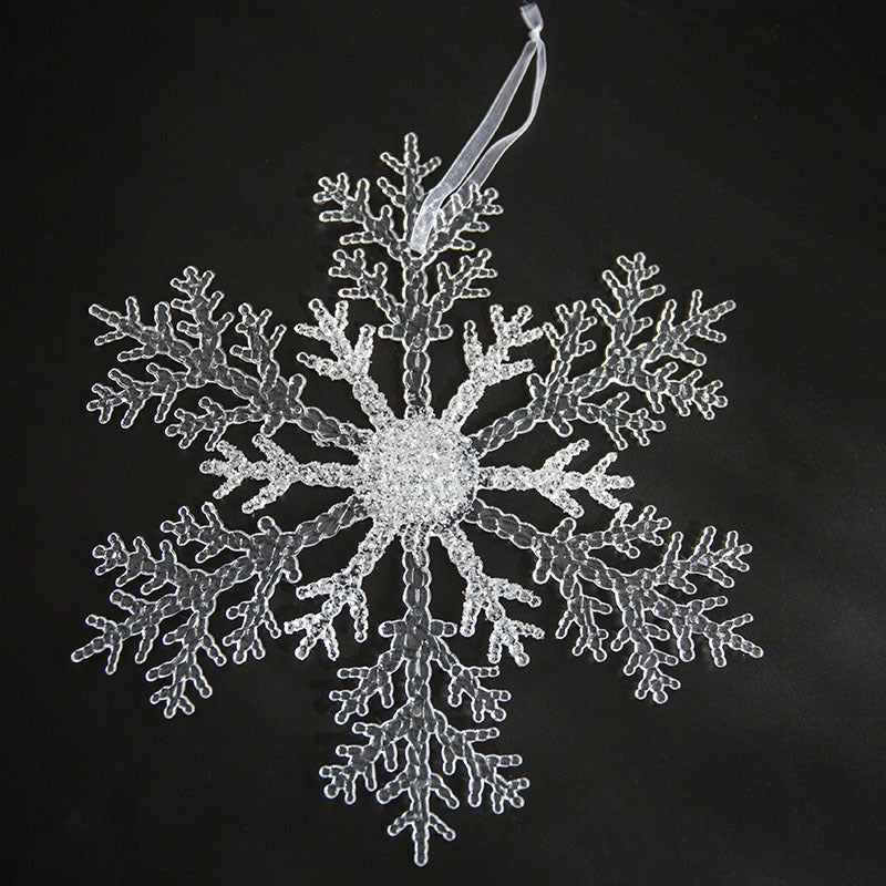 HKM-666131 Acrylic Transparent Snowflake Ornaments for Christmas Tree and Home Decor, Set of Three Sizes