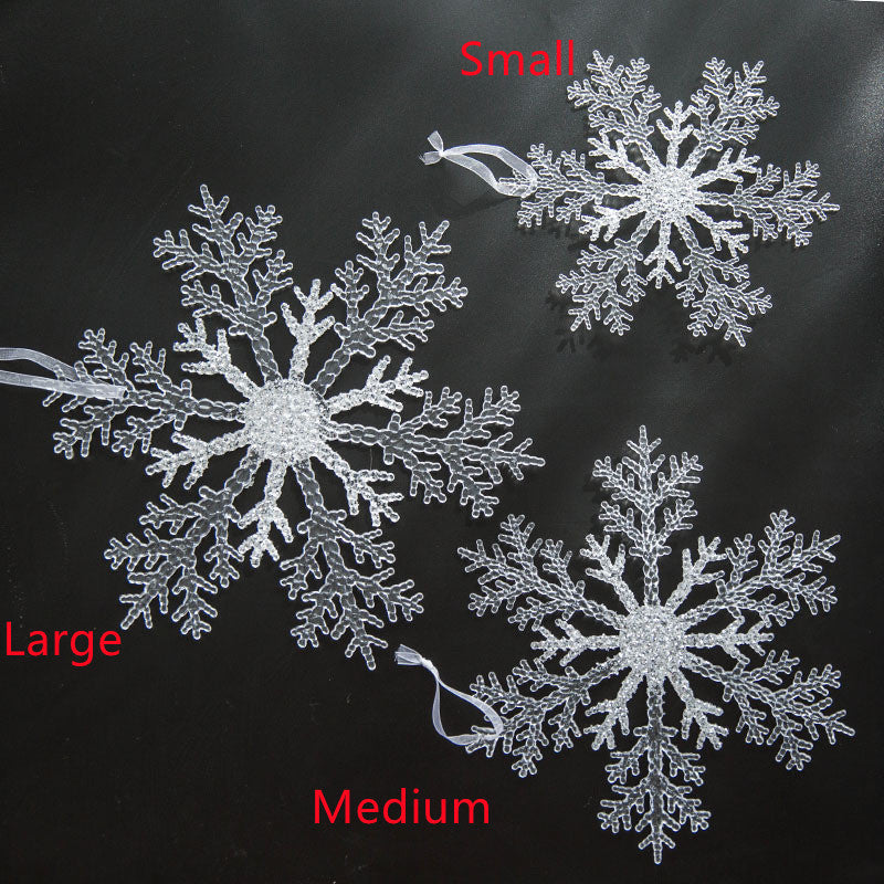 HKM-666131 Acrylic Transparent Snowflake Ornaments for Christmas Tree and Home Decor, Set of Three Sizes