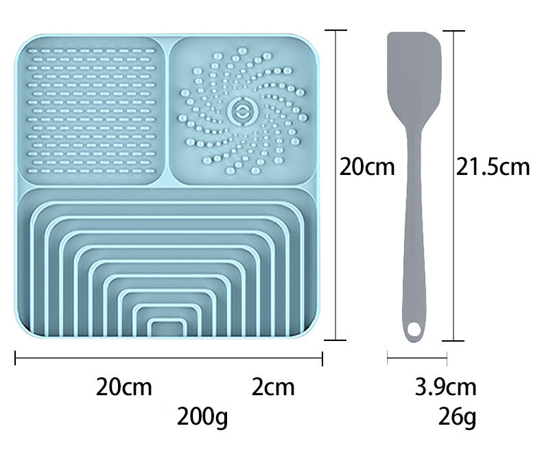 HKM-666131 Slow Food Mat For Dogs And Cats, Anti-choking Pad With Suction Cup, Square, Silicone, For Licking