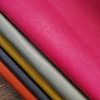 HKM-666195 Double-Color Litchi Grain Leather Fabric with Thick Elastic Base - Various Colors Available