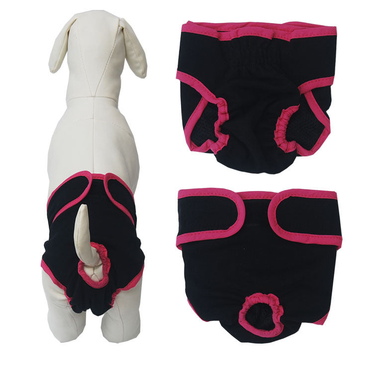 HKM-666195 Fashionable Pet Velcro Menstrual Panties in Pink, Black, Blue, & Purple - Cotton Casual Wear