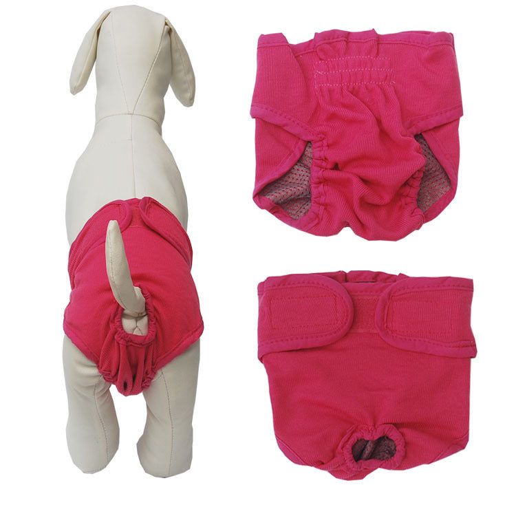 HKM-666195 Fashionable Pet Velcro Menstrual Panties in Pink, Black, Blue, & Purple - Cotton Casual Wear