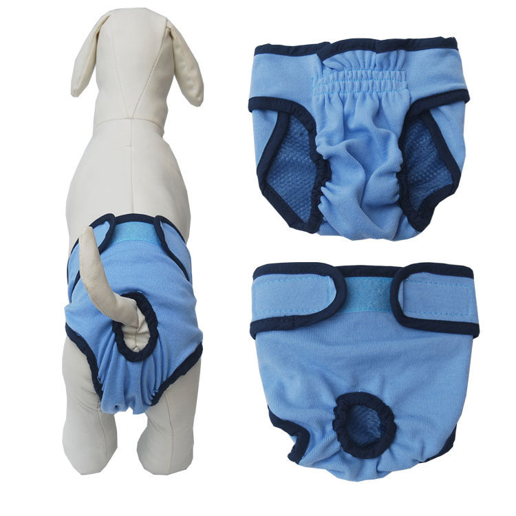 HKM-666195 Fashionable Pet Velcro Menstrual Panties in Pink, Black, Blue, & Purple - Cotton Casual Wear