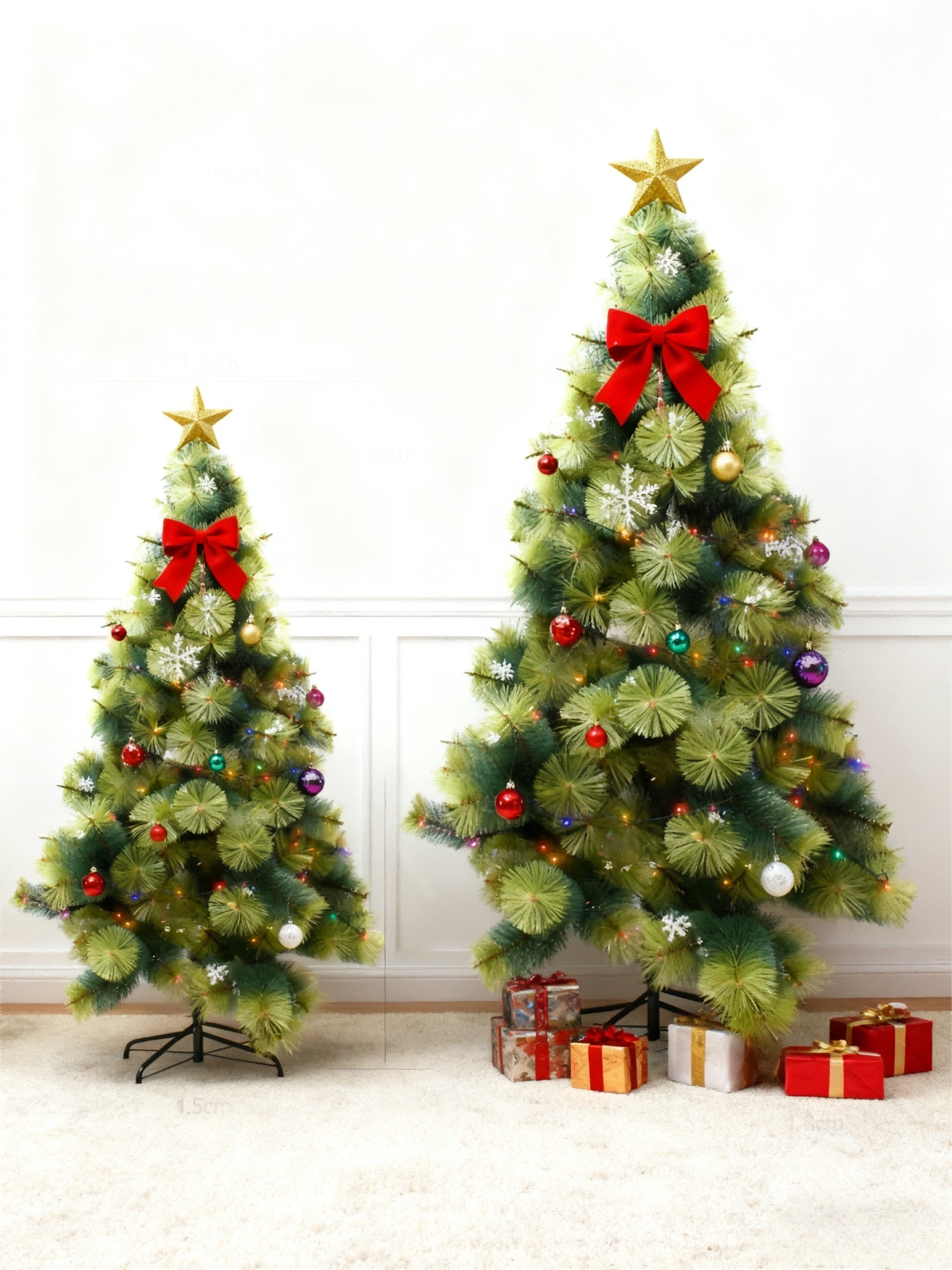 HKM-666323 Slim Pine Needle Christmas Tree - Green, 150CM, 180CM, 210CM - Reusable and Space-Saving Design