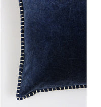 HKM-666323 Stonewashed Cotton Velvet Decorative Throw Pillow - 19x19 Inch, Hand-Stitched Edges, Soft Natural Backing