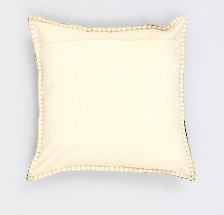 HKM-666323 Stonewashed Cotton Velvet Decorative Throw Pillow - 19x19 Inch, Hand-Stitched Edges, Soft Natural Backing