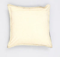 HKM-666323 Stonewashed Cotton Velvet Decorative Throw Pillow - 19x19 Inch, Hand-Stitched Edges, Soft Natural Backing