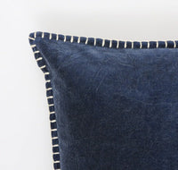 HKM-666323 Stonewashed Cotton Velvet Decorative Throw Pillow - 19x19 Inch, Hand-Stitched Edges, Soft Natural Backing